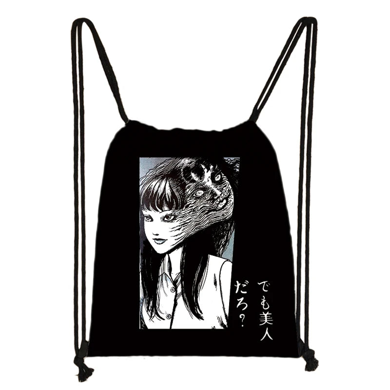 Horror Manga Drawstring Bag Tomie Spiralized Women Backpacks Casual Book Bag