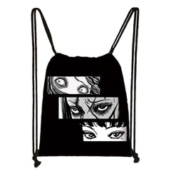 Horror Manga Drawstring Bag Tomie Spiralized Women Backpacks Casual Book Bag