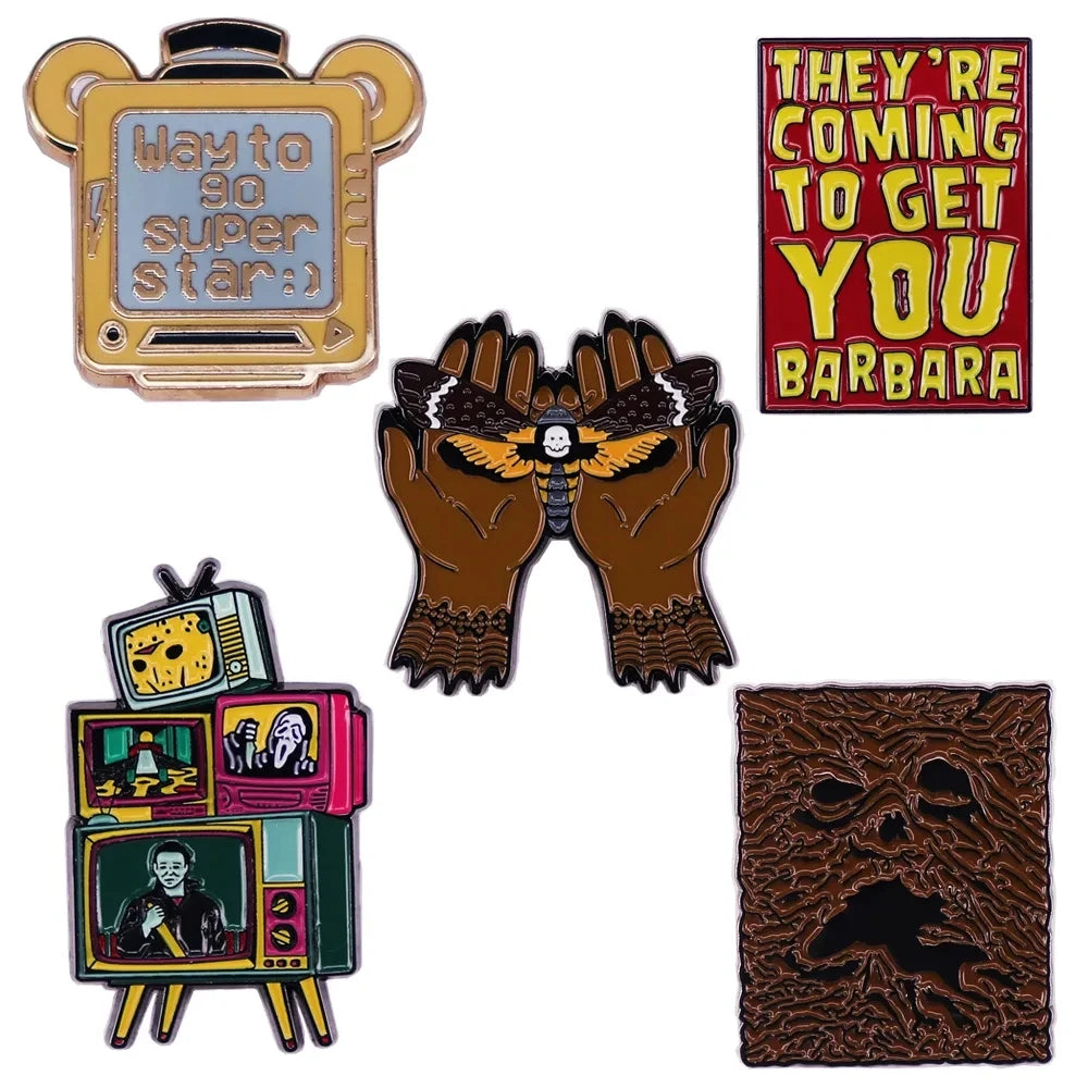 Horror Movie Series Halloween Enamel Pins Lapel Badges for Backpack