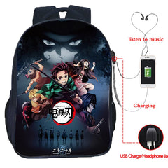 Anime Backpack Demon Slayer Mochila USB School Bags for Teenage Boys Girls