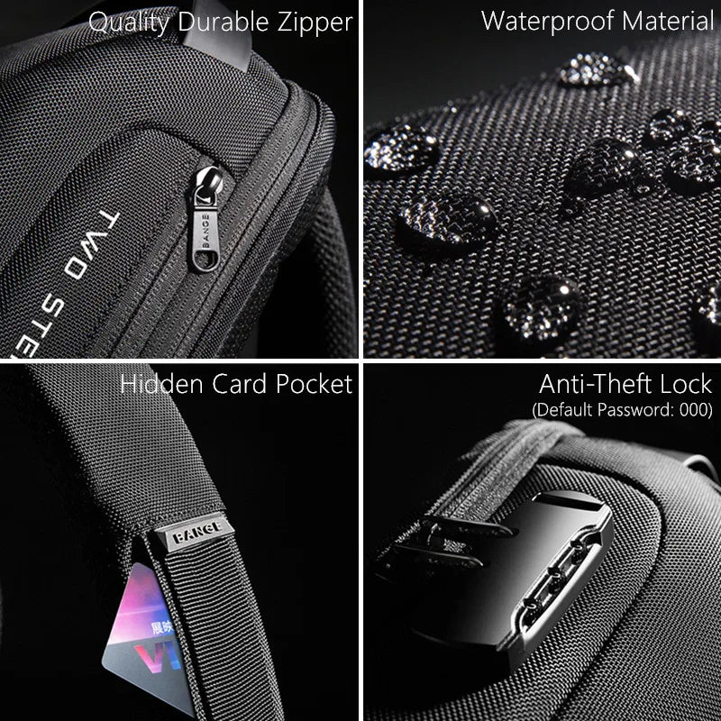 Anti-thief Men Chest Bag USB Charging Waterproof Shoulder Bags