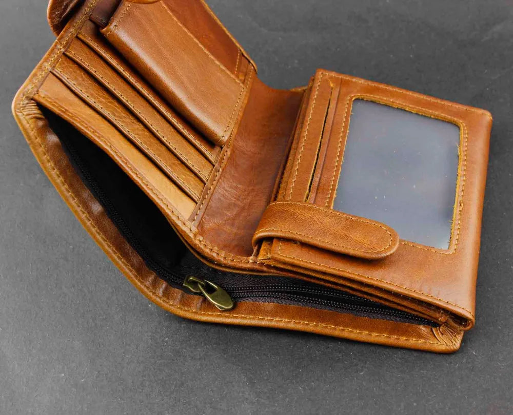 Classic European American Men Leather Wallet