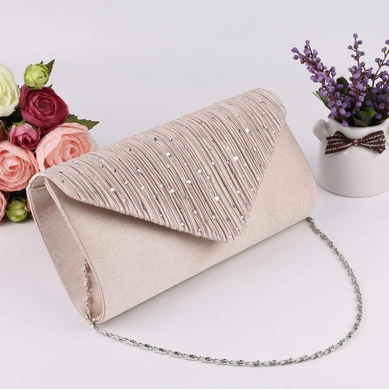 Hot Drill Handbag Three-fold Bag Women's Bags Students Lovely Purse Female Small