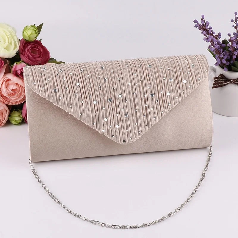 Hot Drill Handbag Three-fold Bag Women's Bags Students Lovely Purse Female Small