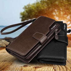 Top Leather Long Wallet Men Purse Clutch Zipper Multifunction