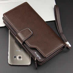 Top Leather Long Wallet Men Purse Clutch Zipper Multifunction