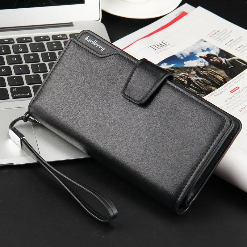 Top Leather Long Wallet Men Purse Clutch Zipper Multifunction