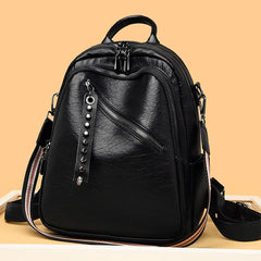Women Leather Backpack Large Capacity Shoulder Bag Casual School Travel Bag