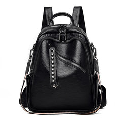 Women Leather Backpack Large Capacity Shoulder Bag Casual School Travel Bag