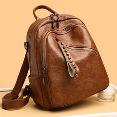 Women Leather Backpack Large Capacity Shoulder Bag Casual School Travel Bag
