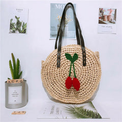 Women Straw Bag Rattan Woven Beach Shoulder Tote