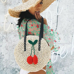 Women Straw Bag Rattan Woven Beach Shoulder Tote