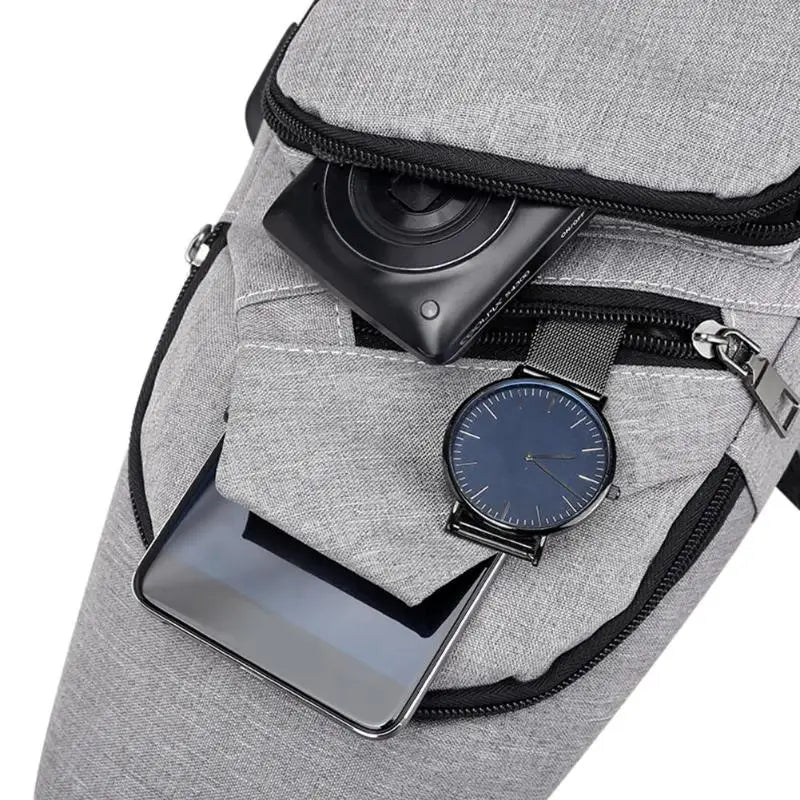 Men's Sling Chest Pack Crossbody Bag USB Charging Messenger Canvas Shoulder