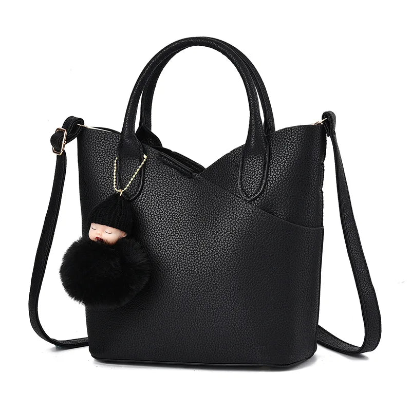 Large Capacity Litchi Pattern Shoulder Bag