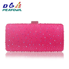 Pink Crystal Diamond Evening Purse Minaudiere Clutch Bag