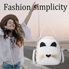 Cat Crossbody Messenger Bag Leather Purse Women Shoulder Backpack