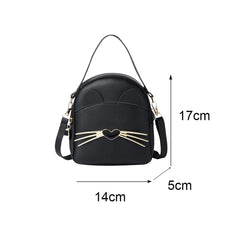 Cat Crossbody Messenger Bag Leather Purse Women Shoulder Backpack