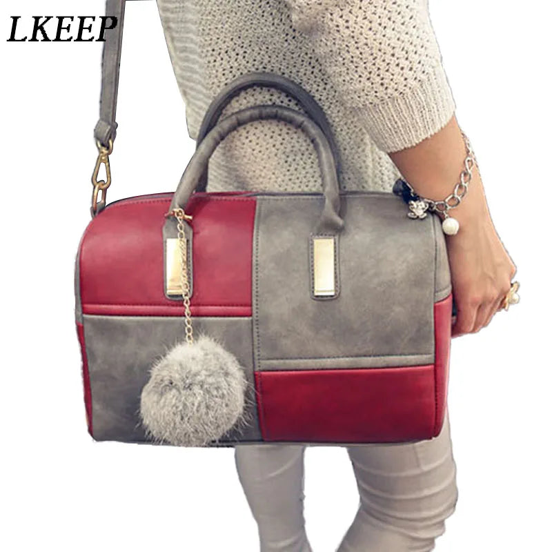 Boston Patchwork PU Leather Women Bag Handbag 969215