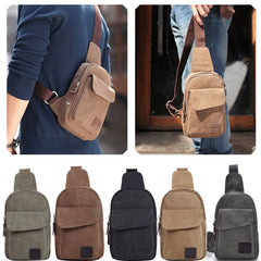 Canvas Men's Streetwear Sling Bag Solid Shoulder Messenger Bag