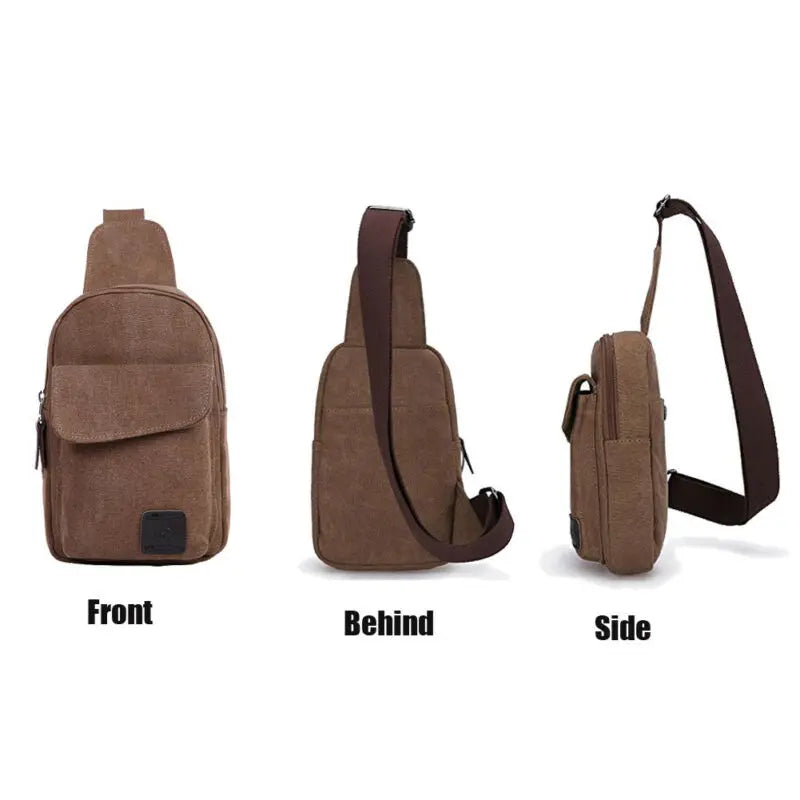 Canvas Men's Streetwear Sling Bag Solid Shoulder Messenger Bag