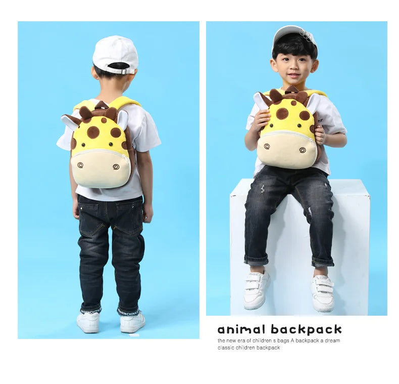 Cartoon Animal Plush Toddler Backpack for Kids Age 1-4 Years