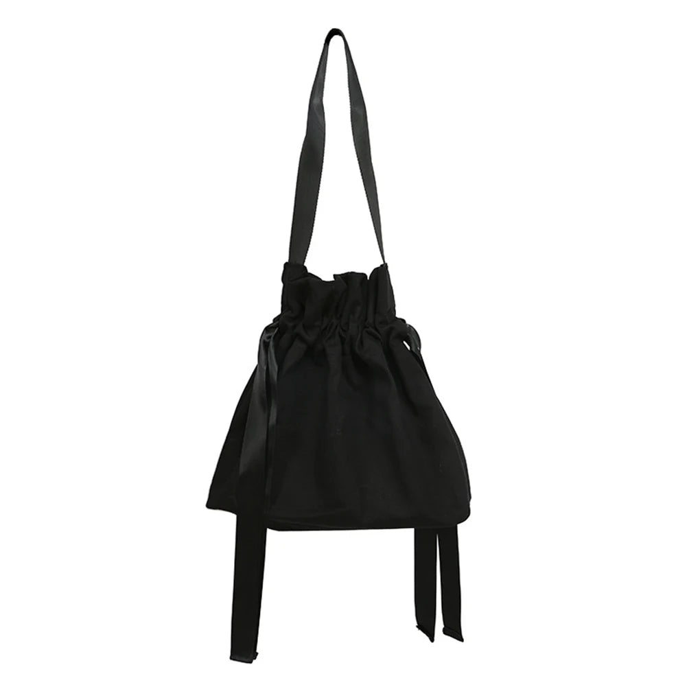 Casual Shoulder Bag Canvas Lady's Bag Large Drawstring Foldable Shopping Bag
