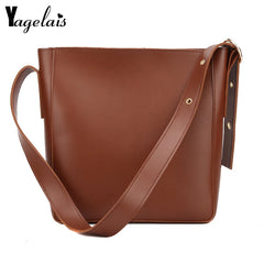 Hot PU Leather Women's Bucket Bag Large Capacity Retro Crossbody Bag