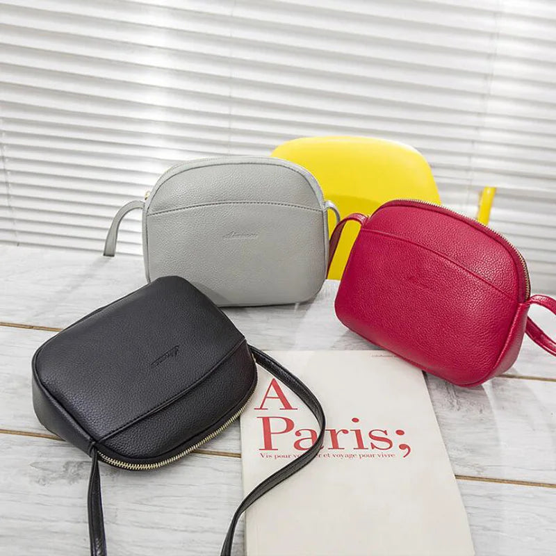 Litchi Pattern Leather Shoulder Bag Crossbody for Women