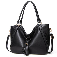 Vintage Brown Leather Tote Shoulder Bag Women's Large Capacity Handbag