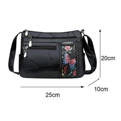 Flower Print Crossbody Bag Women Leather Shoulder Messenger Bag