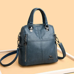 High Leather Backpack Women Shoulder Bags Multifunction Travel Backpack