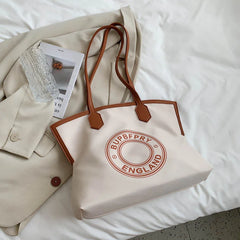 Women's Large Canvas Shoulder Bag High Capacity Wild Ladies Shoulder Bag