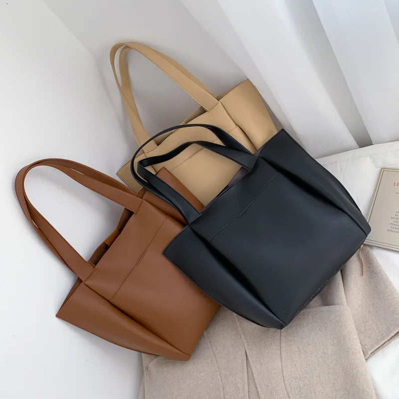 Large Women's Shoulder Bag High PU Leather Wild Bags