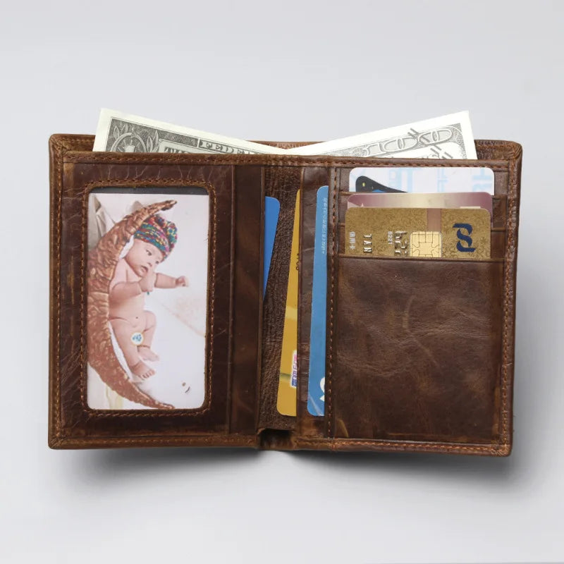 Men Real Leather Dragon Emboss Standard Wallet