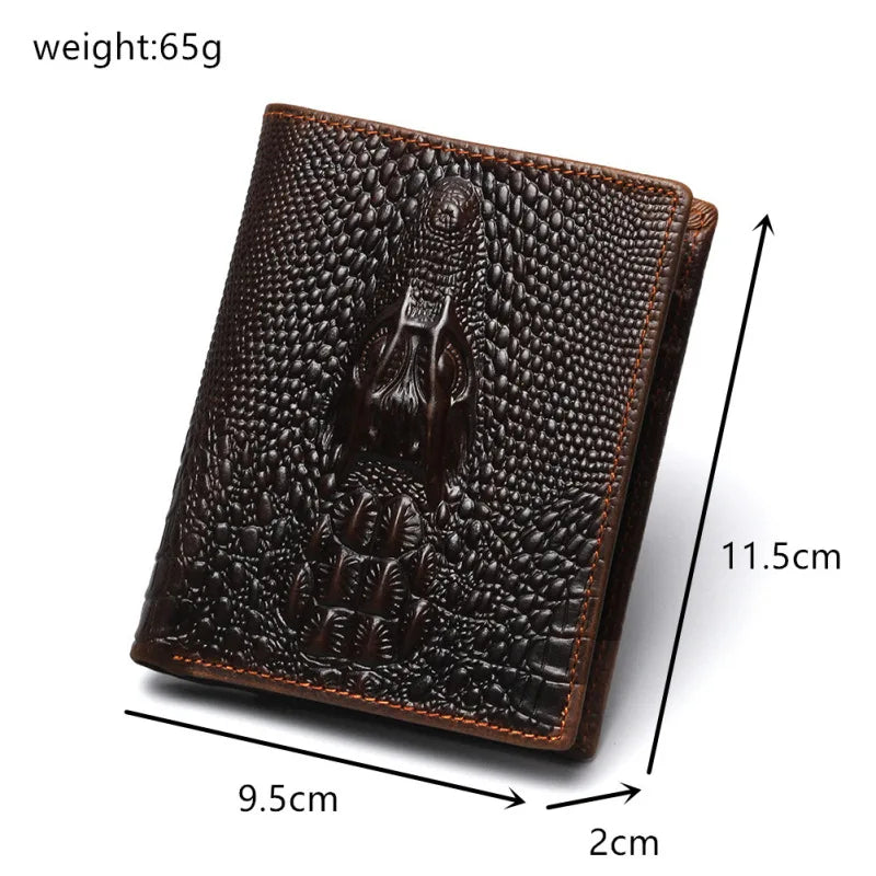 Men Real Leather Dragon Emboss Standard Wallet