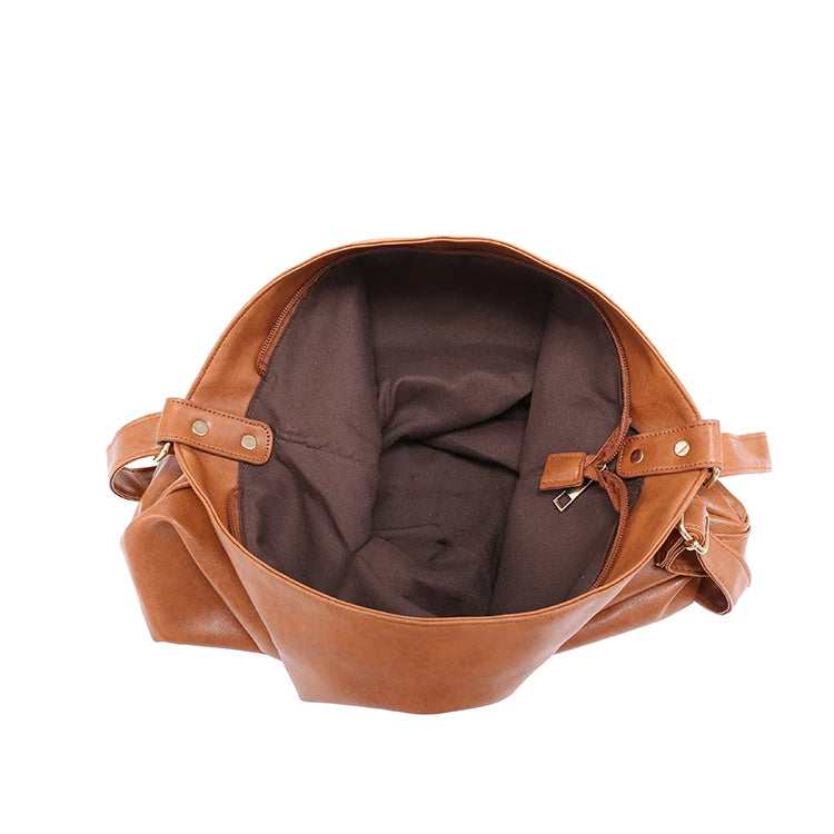 Hot Oil Wax Leather Soft Brown Handbag for Women