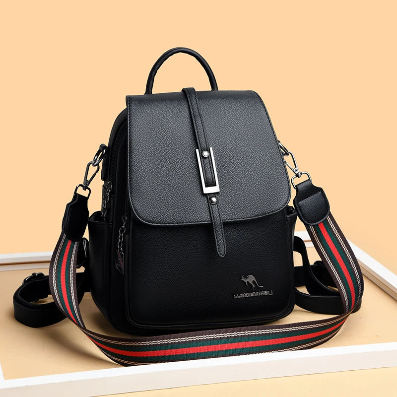 Women's PU Leather Backpack Casual College Style Travel Bag