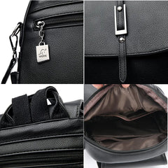 Women's PU Leather Backpack Casual College Style Travel Bag