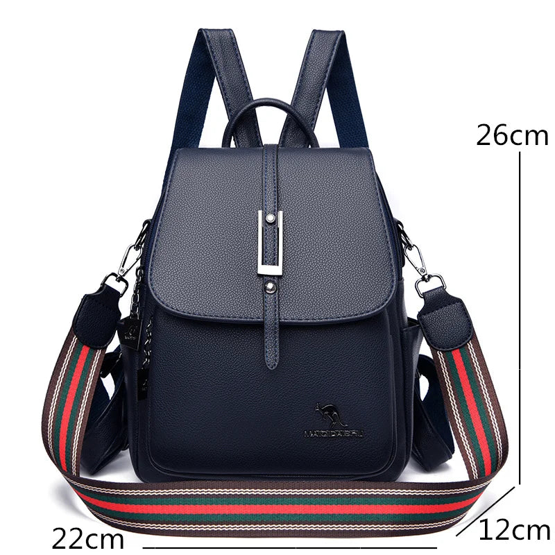 Women's PU Leather Backpack Casual College Style Travel Bag