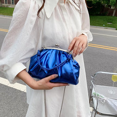 Pleated Leather Shoulder Bag Crossbody Purse Satchel