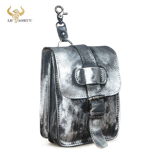 Real Leather Travel Fanny Waist Belt Pack Bag For Men