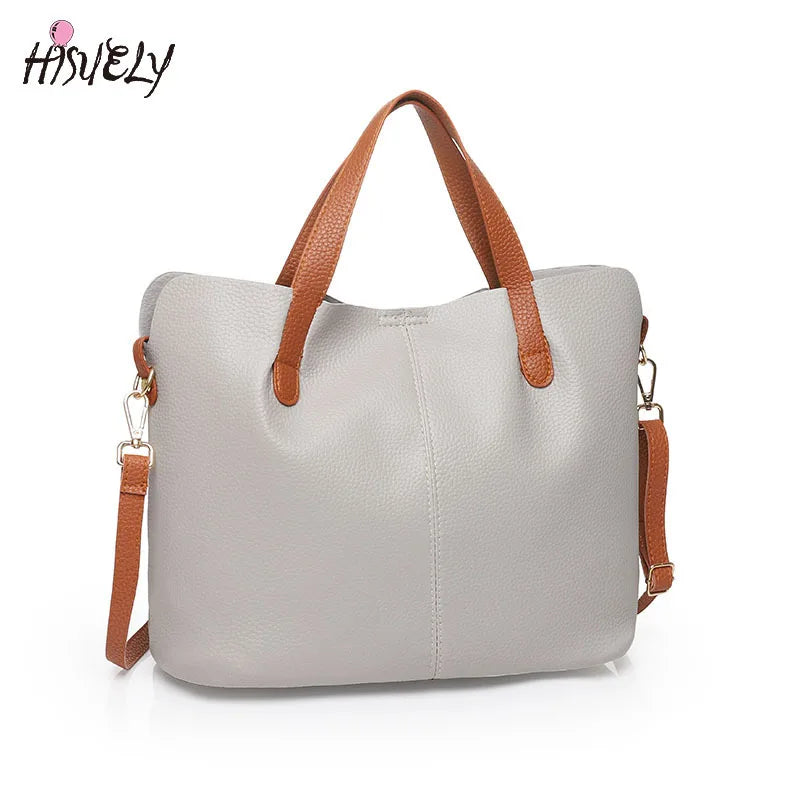 Hot Red Women PU Leather Handbags Large Capacity Shoulder Bags