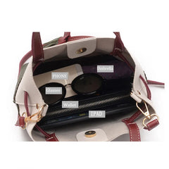 Spliced PU Leather Handbag Tassel Bucket Vintage Shoulder Bag