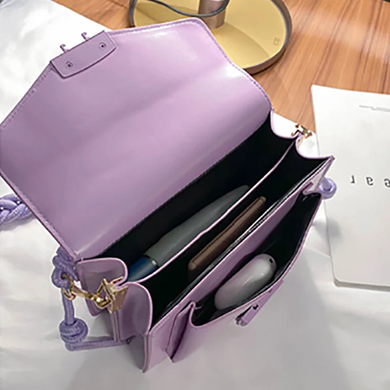 Small Shoulder Crossbody Flap Bag Purse Solid Female Handbag PU Leather Pouch