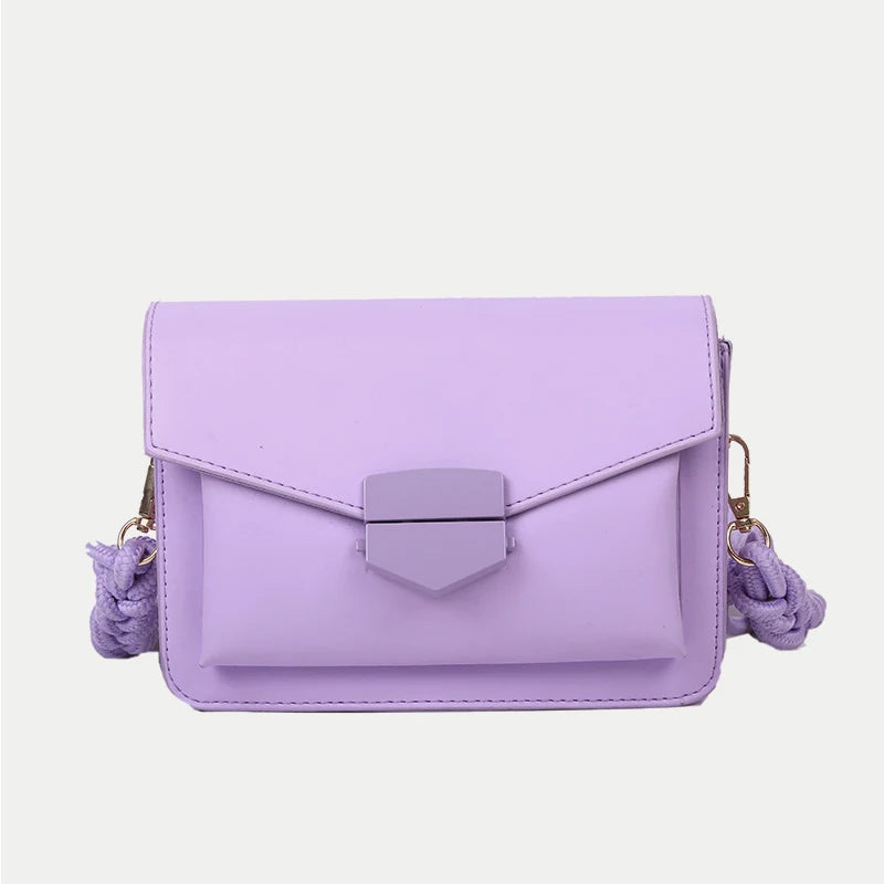 Small Shoulder Crossbody Flap Bag Purse Solid Female Handbag PU Leather Pouch