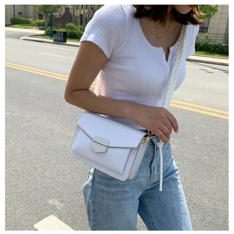 Small Shoulder Crossbody Flap Bag Purse Solid Female Handbag PU Leather Pouch