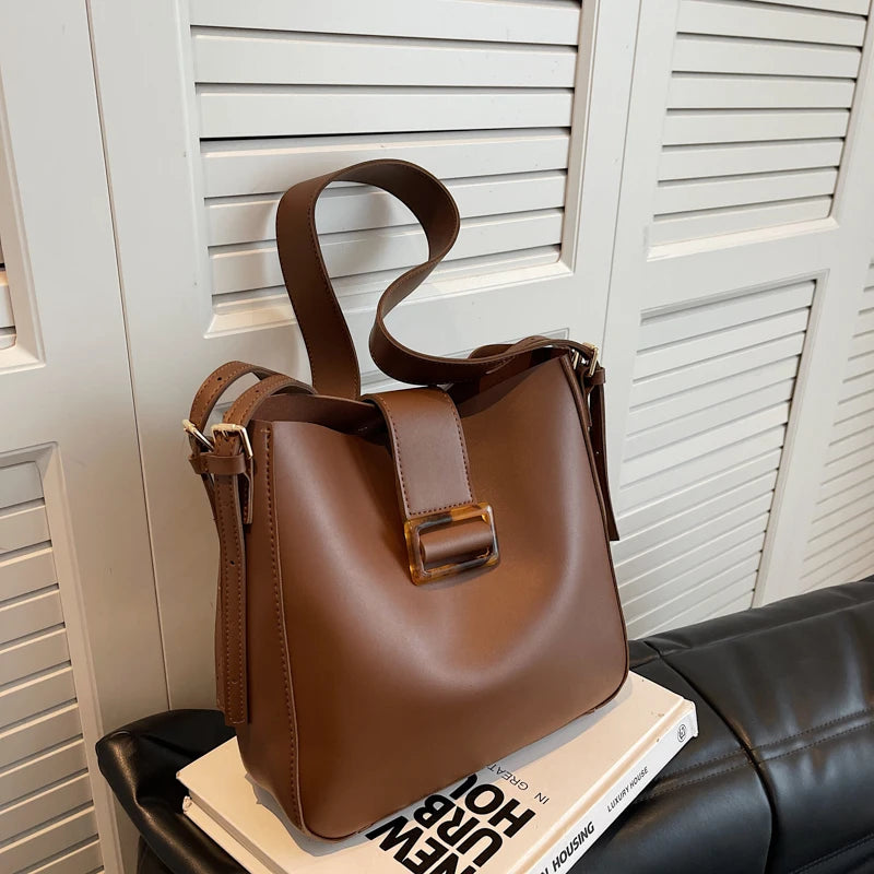 Solid Women Handbag Large Capacity Shoulder Bags PU Leather Wild Bags Sac a Main