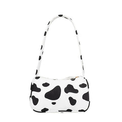 Butterfly Print Canvas Tote Small Handbag Zipper Half Moon Bag