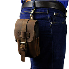 Thick Leather Travel Hook Fanny Waist Belt Pack Bag Phone Pouch