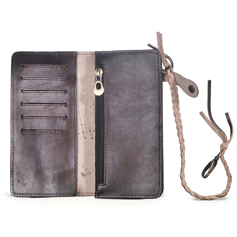 Men's Vintage Long Chain Wallet Multi-Layer Clutch Bag 3377